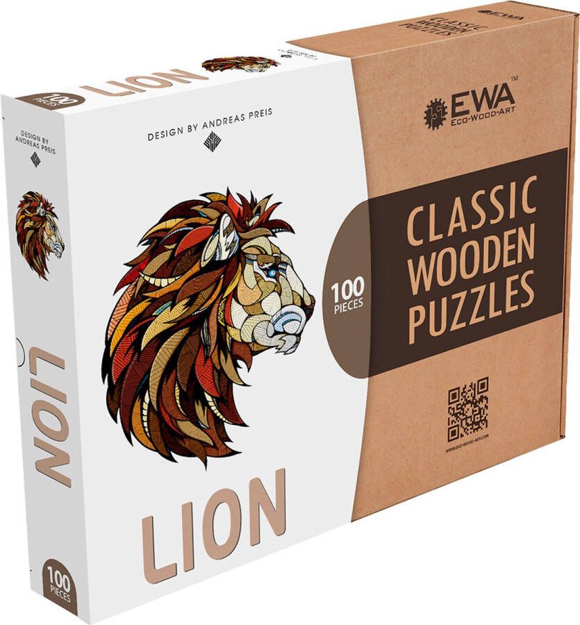Eco-Wood-Art Houten Legpuzzel Lion 210 31x28x0.5cm Kartonbox