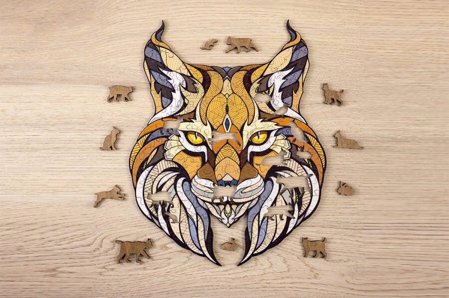 Eco-Wood-Art Houten Legpuzzel Lynx size M 1898 35 3x28x0 5cm