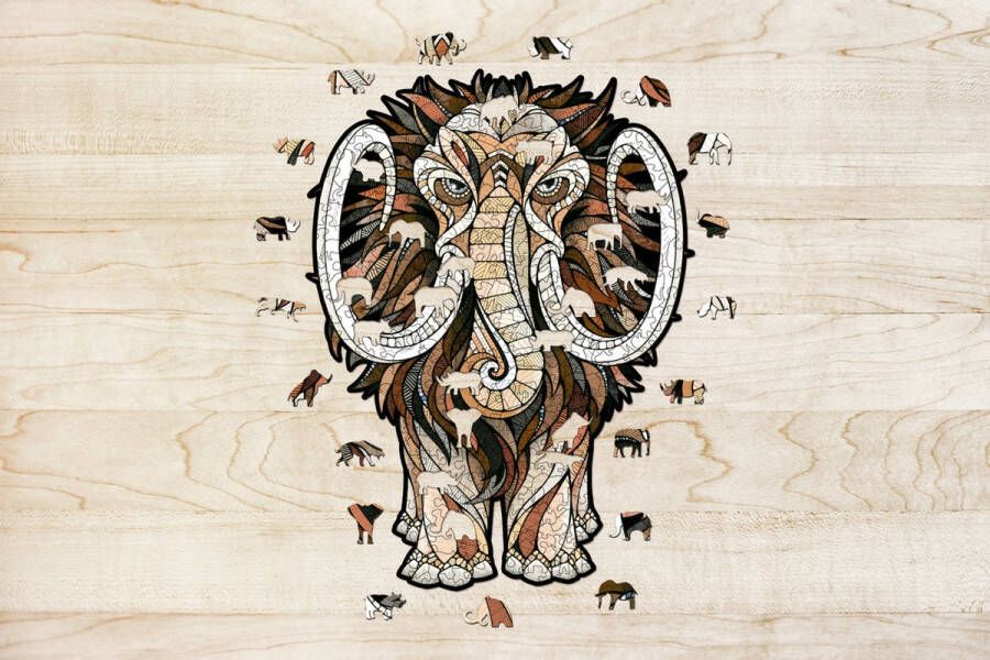 Eco-Wood-Art Houten Legpuzzel Mammoet Mastodon Size M 2321 38 7x28 6x0 5cm