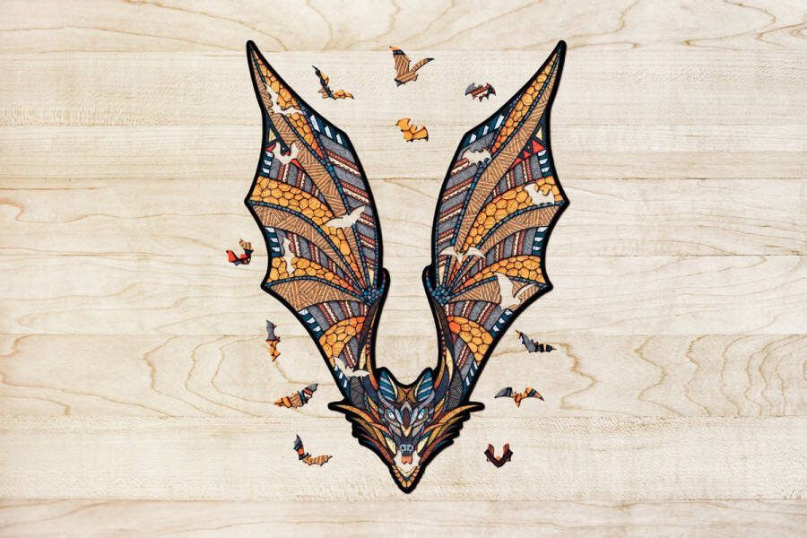 Eco-Wood-Art Houten Legpuzzel Vleermuis Bat 2482 39x28x0 5cm Kartonbox