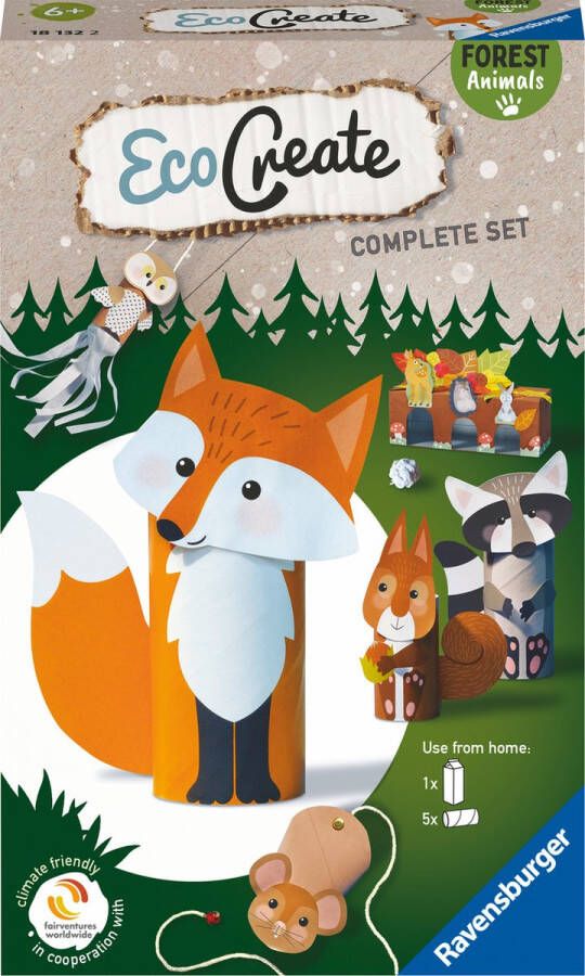 EcoCreate Ravensburger Mini Forest Animals Hobbypakket Knutselen met oude verpakkingen