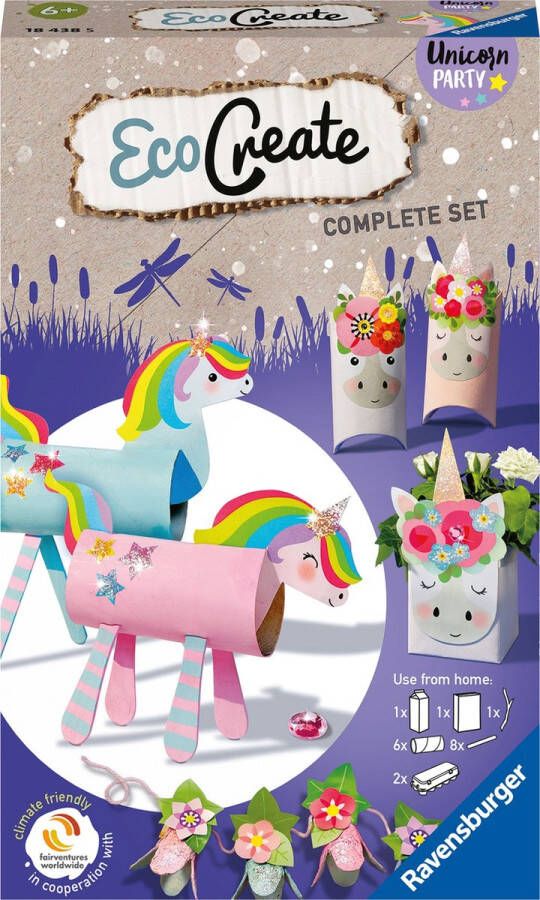 EcoCreate Ravensburger Mini Unicorn Party Hobbypakket Knutselen met oude verpakkingen
