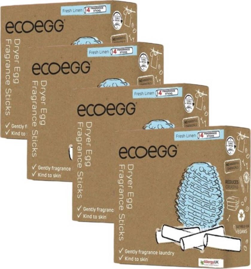 Ecoegg 4 x Dryer Egg Navulling Fris linnen (blauw) Navulbaar 40 Droogbeurten Wasdroger