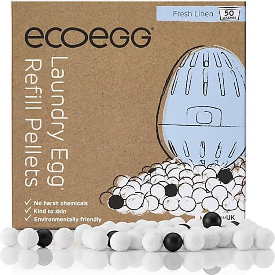 Ecoegg Navulling 50 wasbeurten – Fresh Linnen Was Ei Wasmiddel Hervulbaar Duurzaam Hypoallergeen Geschikt voor baby's en mensen