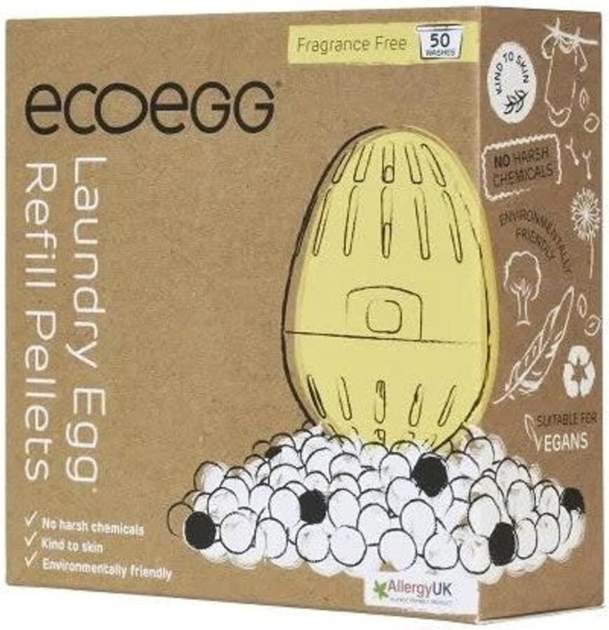 Ecoegg Navulling 50 wasbeurten – Geurvrij Was Ei Wasmiddel Hervulbaar Duurzaam Hypoallergeen Geschikt voor baby's en mensen