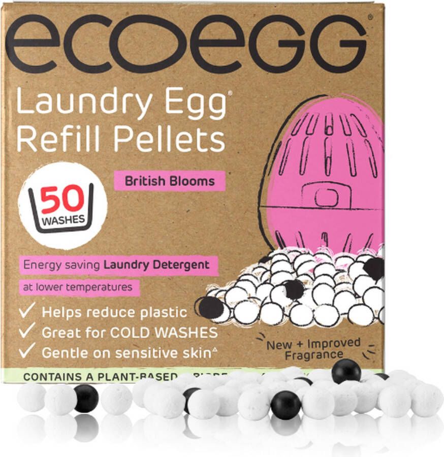 Ecoegg Navulling 50 wasbeurten – Britse Bloei Was Ei Wasmiddel Hervulbaar Duurzaam Hypoallergeen Geschikt voor baby's en mensen