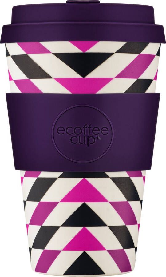 Ecoffee Cup Fancy Wang PLA Koffiebeker to Go 400 ml Purper Siliconen