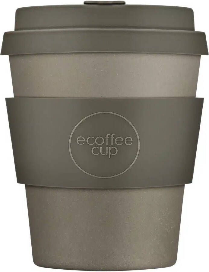Ecoffee Cup Herbruikbare koffiebeker 'Molto Grigio' 8 oz 240 ml met deksel en sleeve Inhoud: 1 stuks
