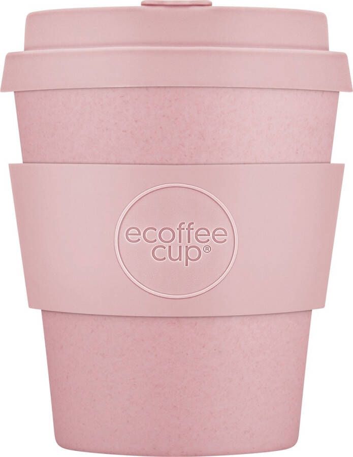 Ecoffee Cup Local Fluff PLA Koffiebeker to Go 240 ml Roze Siliconen