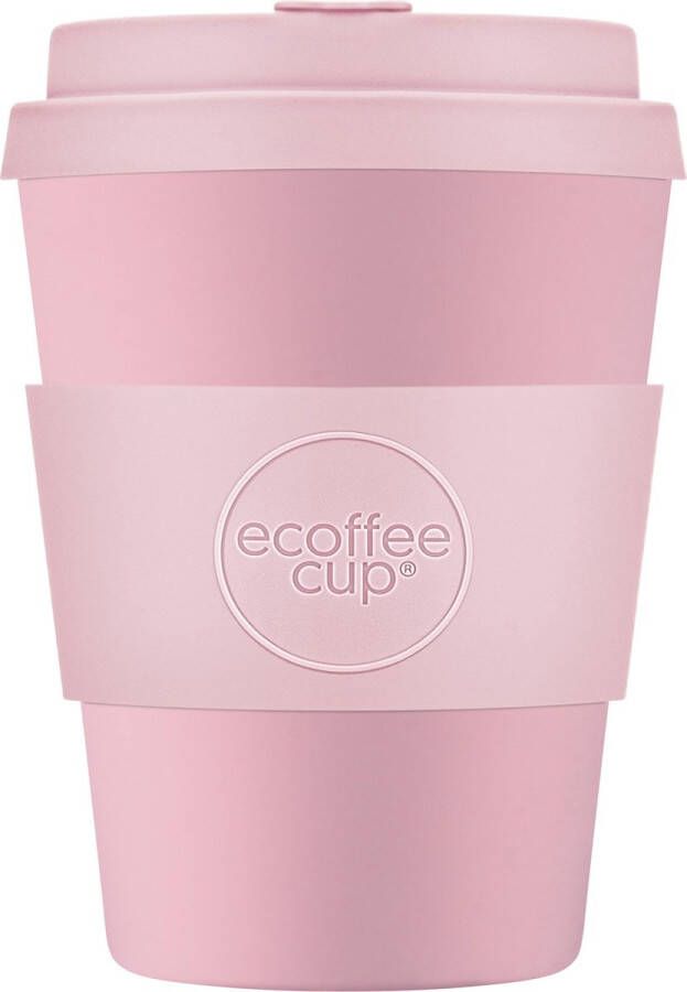 Ecoffee Cup Local Fluff PLA Koffiebeker to Go 350 ml Roze Siliconen