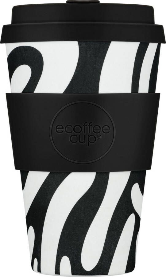 Ecoffee Cup Manasa&apos;s Run PLA Koffiebeker to Go 400 ml Zwart Siliconen