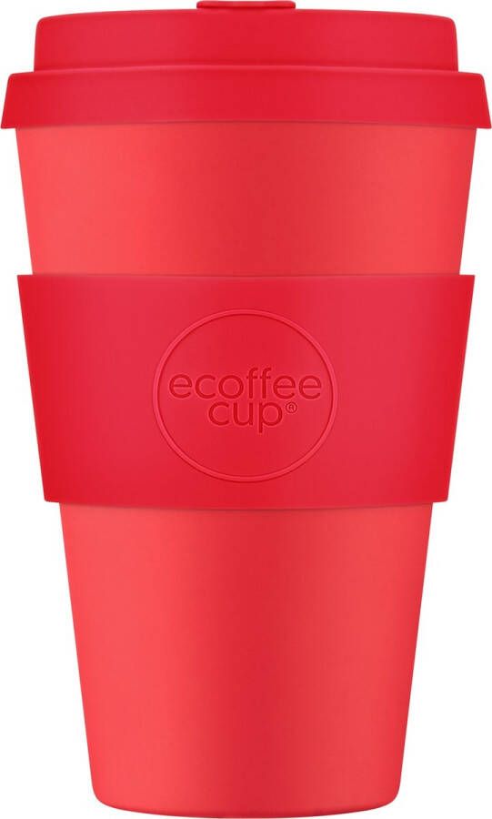 Ecoffee Cup Meridian Gate PLA Koffiebeker to Go 400 ml Rood Siliconen