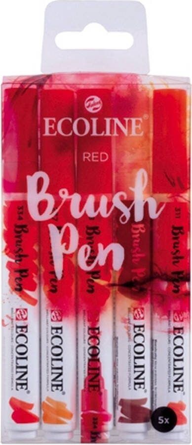 Royal Talens Ecoline 5 brush pens ''Red''