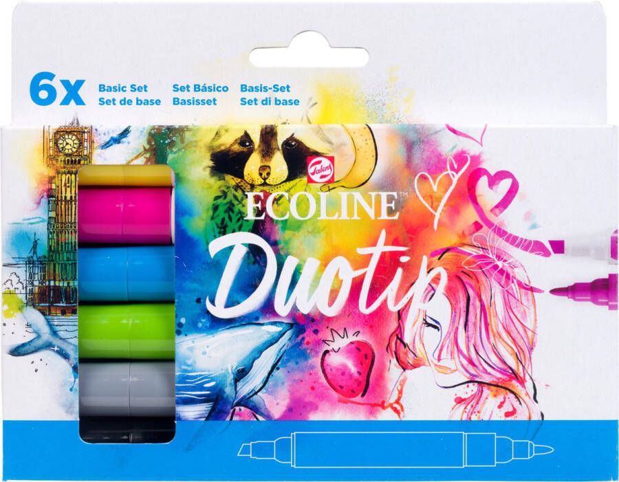 Ecoline Talens Duotip markers basisset | 6 kleuren