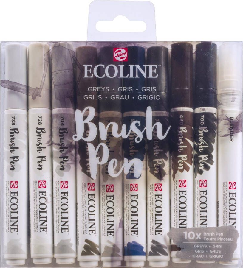 Ecoline Talens Brush Pen 10 stuks Grijs