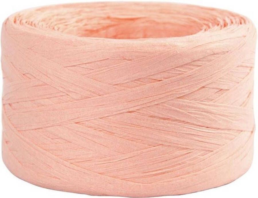 EcolinQ Papier raffia garen. lichtroze. B: 7-8 mm 100m 1 rol