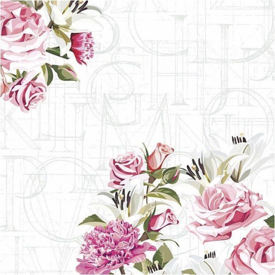 EcolinQ Tafel servetten Rose letters. 330x330mm 20 st