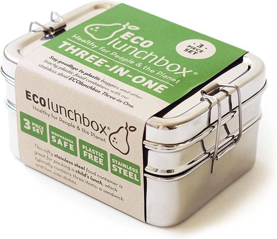 ECOlunchbox Eco Lunchbox RVS 3 bakjes in 1