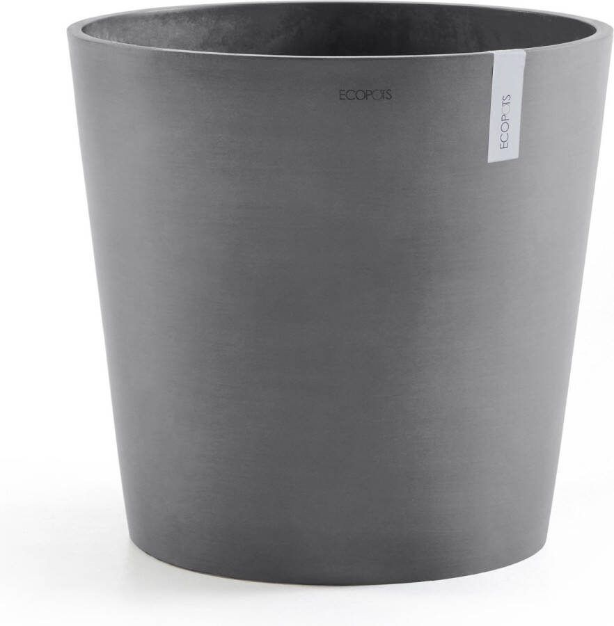 Ecopots Amsterdam 50 + Water Reservoir Grey Ø50 x H44 3 cm Ronde grijze bloempot plantenpot met waterreservoir