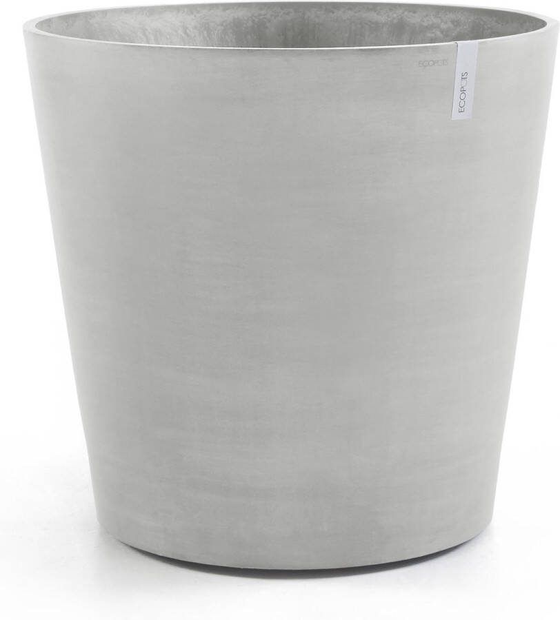 Ecopots Amsterdam Wheels 100 White Grey Ø100 2 x H88 7 cm Ronde witgrijze bloempot plantenpot op wielen