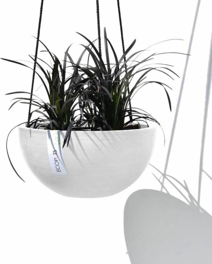 Ecopots Hanging Brussels kunststof bloempot Wit Grijs Ø 23 1 cm