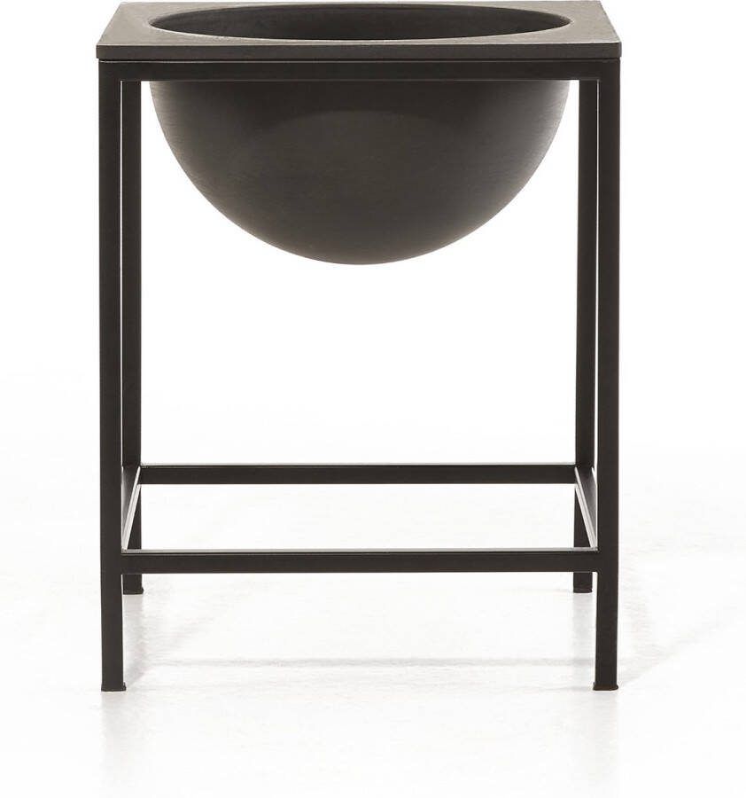 Ecopots Monaco 36 Black Frame + Dark Grey 36 2 x H45 cm Vierkante donkergrijze bloempot plantenschaal met staander