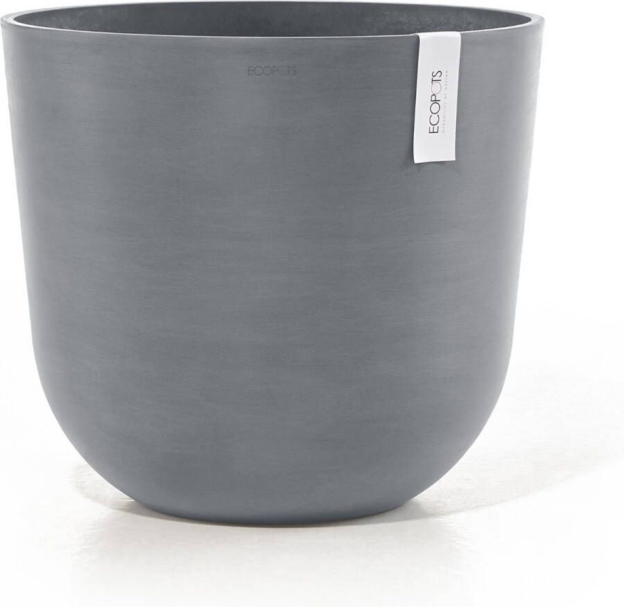 Ecopots Oslo 45 + Water Reservoir Blue Grey Ø45 x H39 4 cm Ronde blauwgrijze bloempot plantenpot met waterreservoir