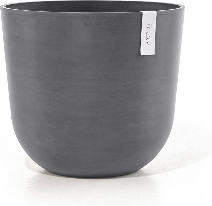 Ecopots Oslo 45 + Water Reservoir Grey Ø45 x H39 4 cm Ronde grijze bloempot plantenpot met waterreservoir