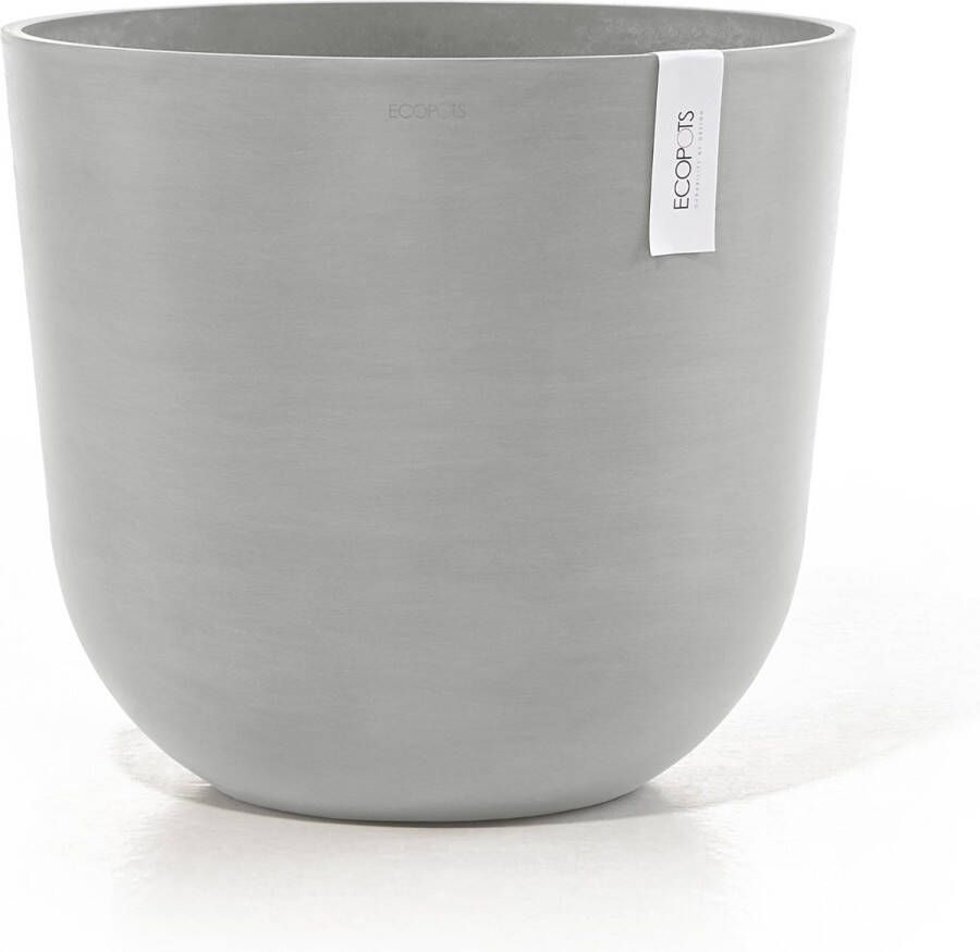 Ecopots Oslo 45 + Water Reservoir White Grey Ø45 x H39 4 cm Ronde witgrijze bloempot plantenpot met waterreservoir