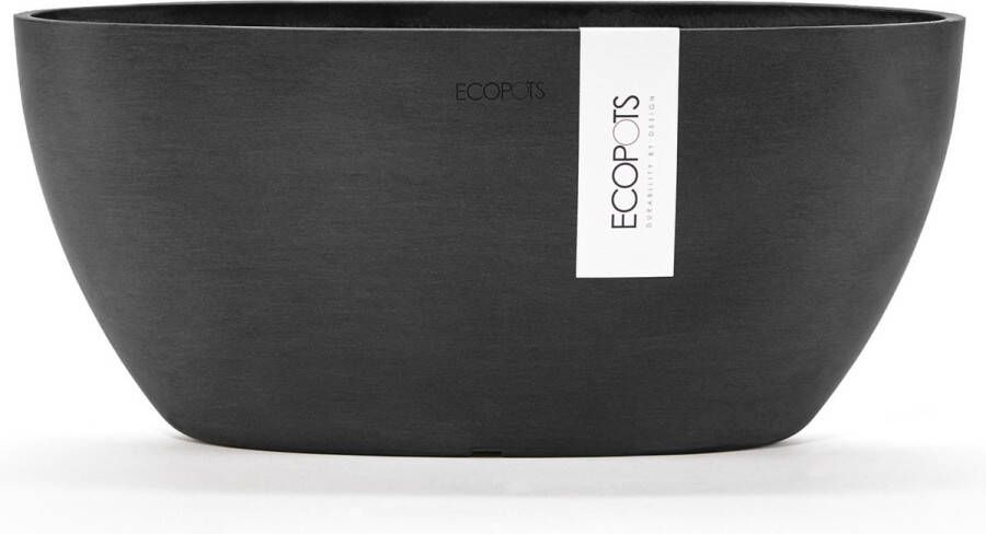 Ecopots Sofia 30 Dark Grey 29 5 x 13 4 x H13 5 cm Ovalen donkergrijze bloempot plantenpot met waterreservoir