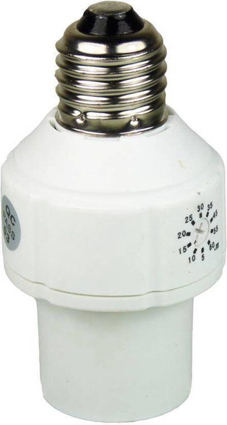 Ecosavers Lampbasetimer Lampvoet E27 bespaar energie schakelt licht automatisch uit na gekozen tijd E27 lampvoet met timer GS-keurmerk