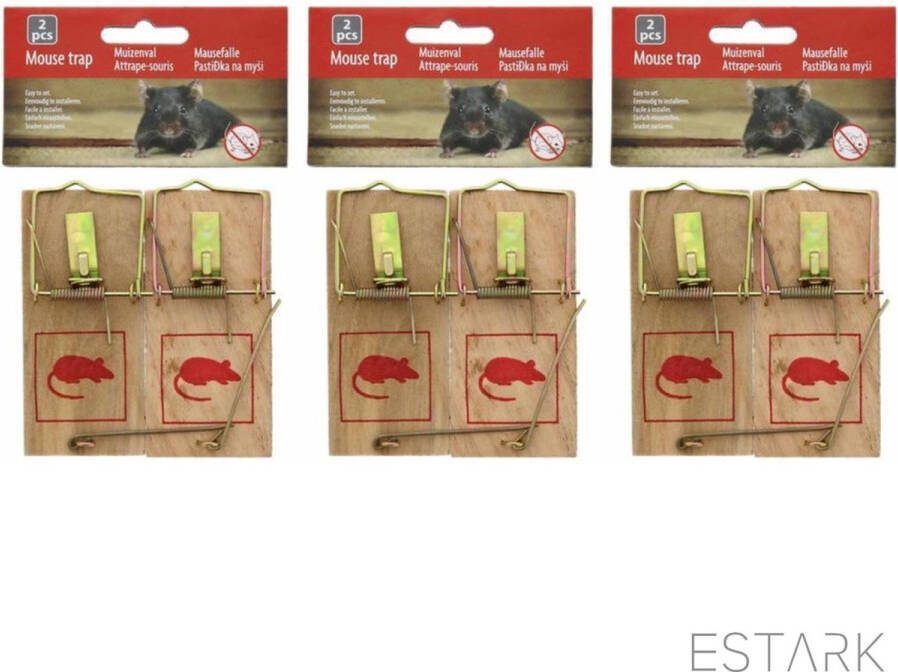 ECOSTARE Muizenval 6 stuks Rattenval Houten Val Tegen Muizen Ratten Rat Muis- Ongediertebestrijding Muizenvallen Klapval Kaas