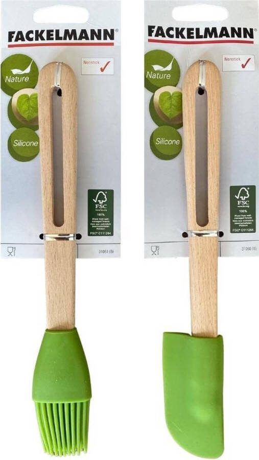 ECOSTARE Set Pannenlikker + Bakkwast Vaatwas bestendig Hitte bestendig Anti aanbak Siliconen Duurzaam Kwaliteit & design Hout