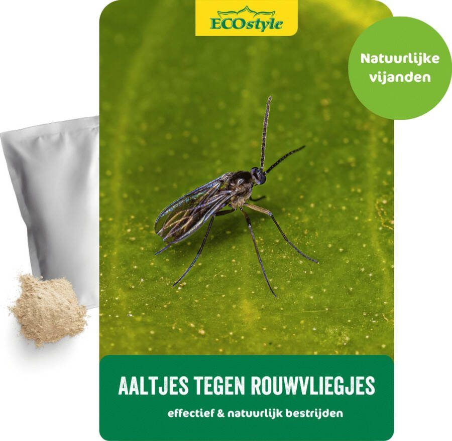 ECOstyle 25 mln Aaltjes F tegen Rouwvliegjes (Varenrouwmug) Bestrijdingsmiddel Insecten Natuurlijk & Biologisch Tegen Bladschade Jaarrond te Gebruiken Werken 24 uur per Dag Voor 125 Kamerplanten 25 m²