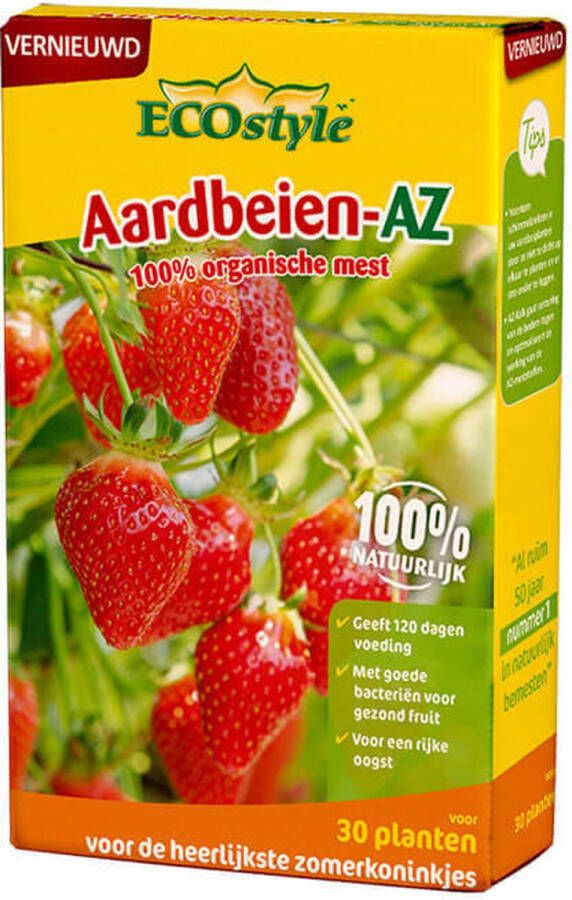 ECOstyle Aardbeien-AZ Organische Meststof Voor Heerlijk Verse Aardbeien Voor Alle Soorten Aardbeien en Zacht Fruit 120 Dagen Voeding Voor 30 Planten 800 GR