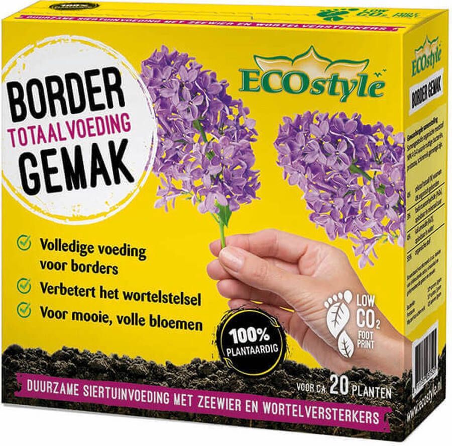 ECOstyle Border Gemak Totaal voeding voor Sierplanten Voor Mooie Volle Bloemen Volledige Voeding voor Borders Voor 20 Planten 750 GR