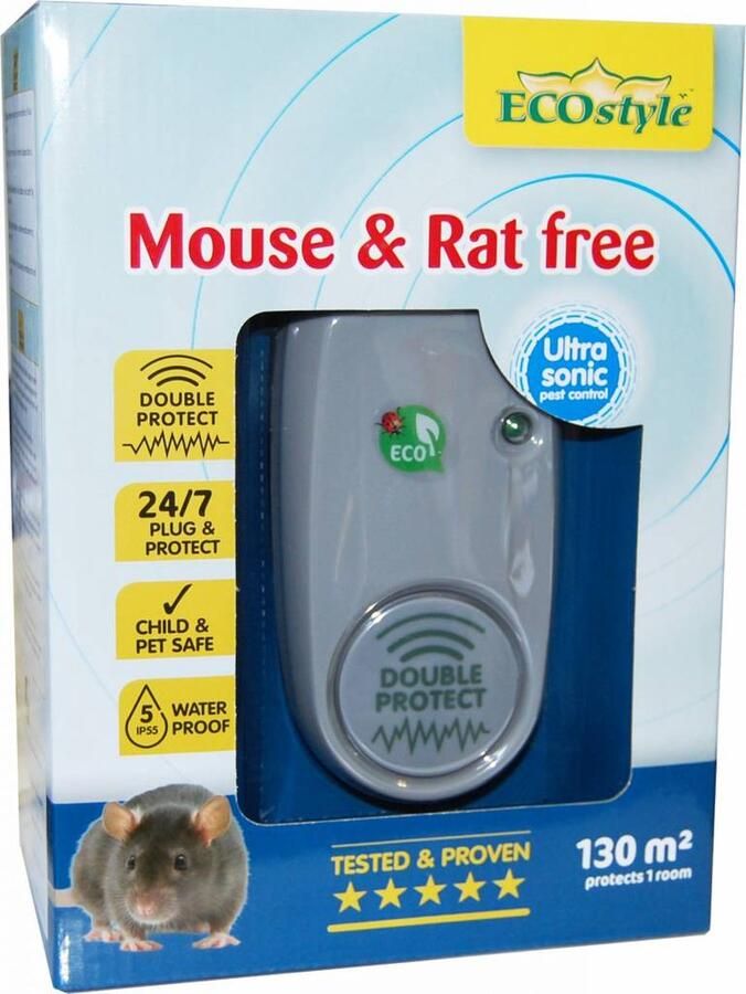 ECOstyle Mouse & Rat Free Tegen Muizen en Ratten Ecologisch vriendelijk & Hyienisch Veilig voor Kinderen en Huisdieren 130 M² Voor 1 Kamer