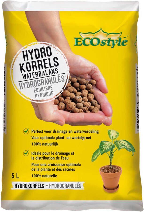 ECOstyle Hydrokorrels 5L 100% Natuurlijke Hoogwaardige Kleikorrels Perfect voor drainage en waterverdeling