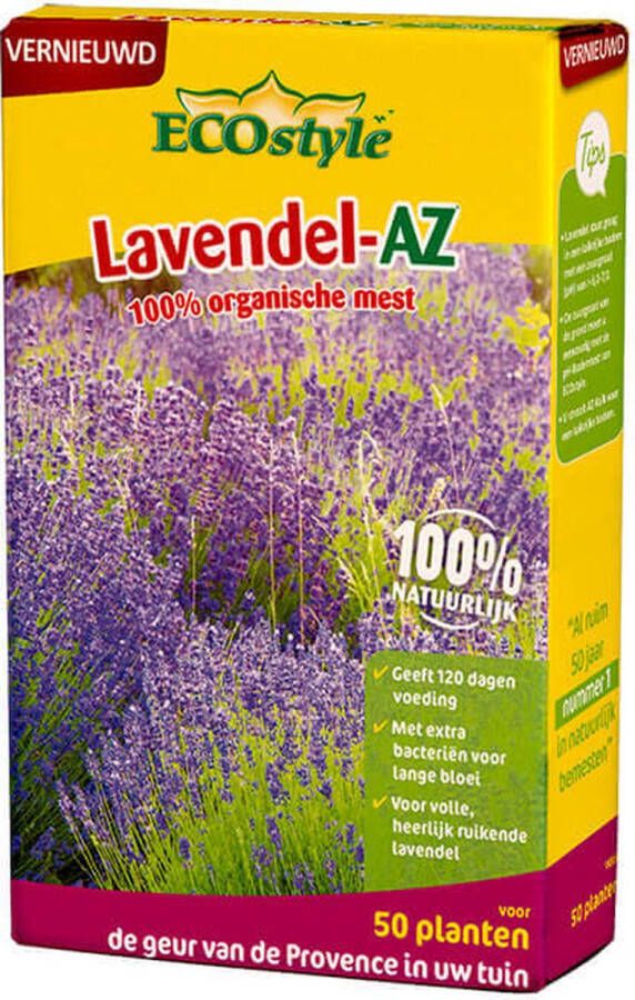 ECOstyle Lavendel-AZ Organisch Tuinmest Heerlijk Ruikende Lavendel Lange Bloei 120 Dagen Voeding voor 50 planten 800 GR