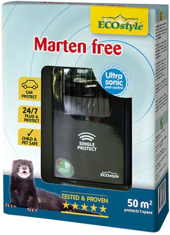 ECOstyle Marten Free 50 Tegen Marters Ecologisch en Vriendelijk 24 7 Bescherming Werkt Op Batterijen Voor Binnenshuis 50 M² Bereik Voor 1 Ruimte