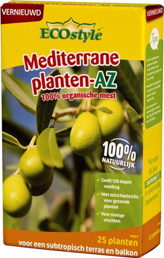 ECOstyle Mediterrane Planten Mest AZ 800 Gram Olijfboom Vijgenboom Lavendel Passiebloem -Plantenvoeding Garden Select