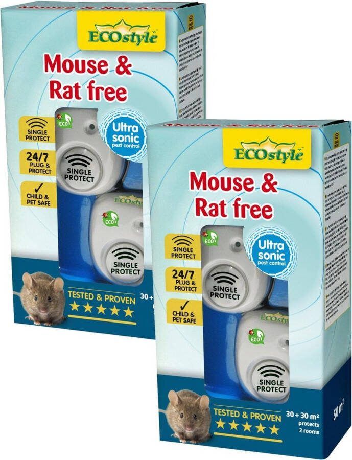 ECOstyle Mouse & Rat Free Ongediertebestrijding 2 x 30+30 m2 2 stuks