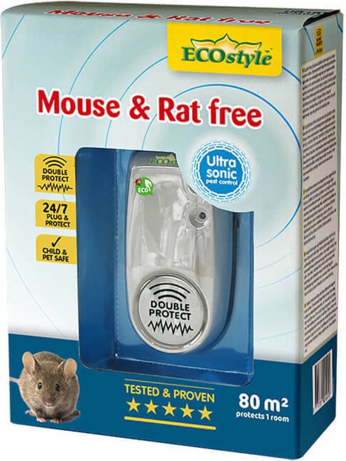 ECOstyle Mouse & Rat Free Tegen Muizen en Ratten Ecologisch vriendelijk & Hyienisch Veilig voor Kinderen en Huisdieren 50 M² Bereik Voor 1 Kamer