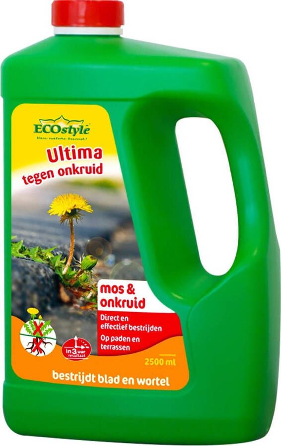 ECOstyle Onkruid & Mos Concentraat Onkruidverdelger Paden & Terrassen Bestrijdt Blad & Wortel Werkt Binnen 3 uur Onder Bomen & Struiken 2 5 L