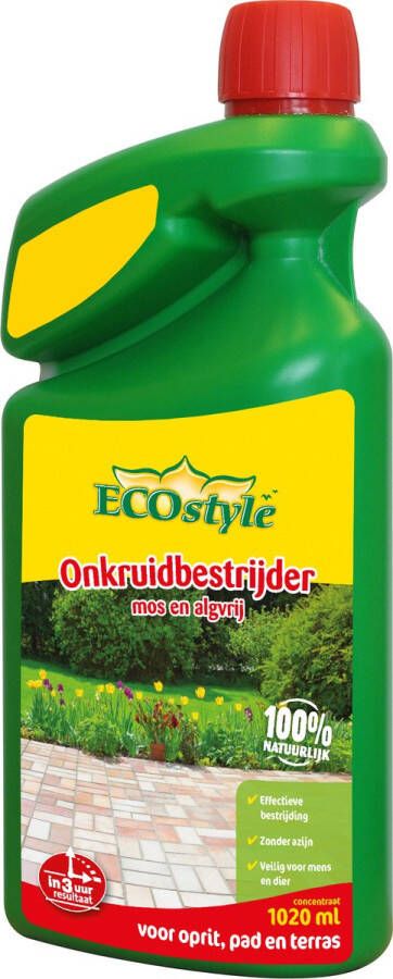 ECOstyle Onkruidbestrijder Mos en Alg Vrij 1020 ml concentraat tegen onkruid mos en algen