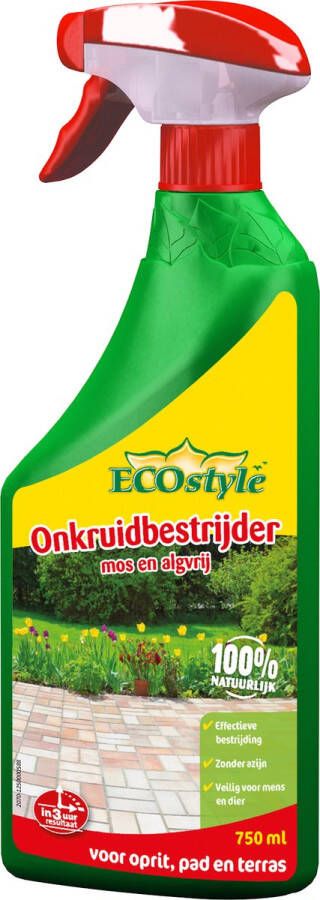 ECOstyle Onkruidbestrijder Mos en Alg Vrij 750 ml spray tegen onkruid mos en algen op bestrating grind en tegels