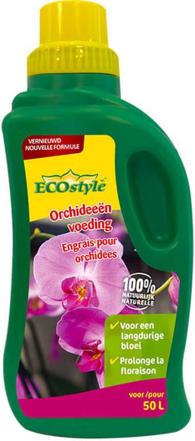 ECOstyle OrchideeÃn Voeding Organische Tuinmest Langdurige & Uitbundige Groei van Plant Intense Kleur 500 ML