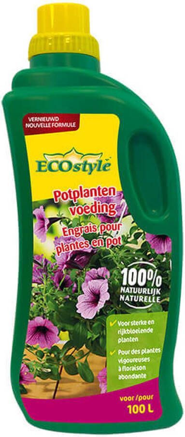 ECOstyle Potplanten Voeding Organische Vloeibare Plantenvoeding Sterke en Rijkgroeiende Planten in Potten en Baskets Langdurige werking 1 L