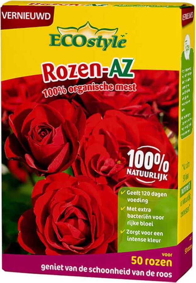 ECOstyle Rozen-AZ 100% Organische Rozen Mest Plantenvoeding 120 dagen Voeding Geeft Gezonde Rozen Intense Kleuren Voor 50 Rozen 1 6 KG