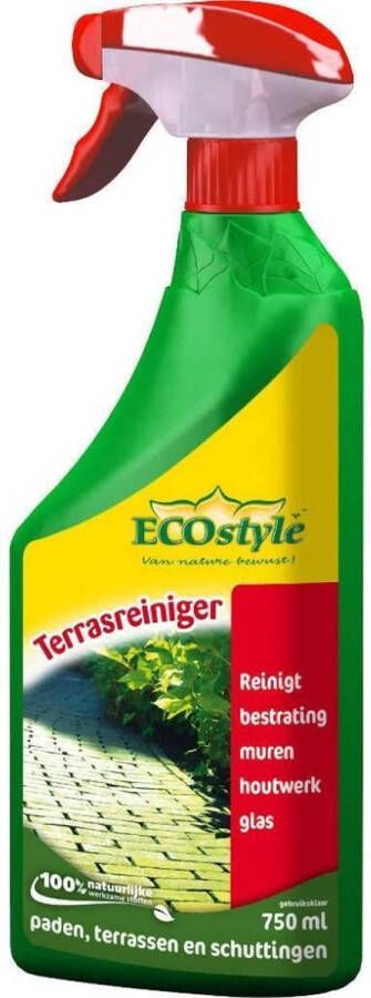 ECOstyle Terrasreiniger Spray Groene Aanslag Verwijderaar voor Steen Glas en Houten Oppervlakken Gemaakt van plantaardige vetzuren Algen & andere Groene Aanslag 750 ML